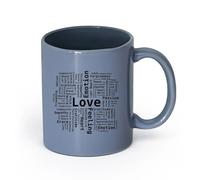 LAYEHDF Ceramics Mug - Ceramic Word Cloud Love Passion Heart Gratefulness （11oz/320ml） Humorous Gift for Coffee Lovers, Work Besties, Coworkers & Friends Blue-Gray