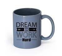 LAYEHDF Ceramics Mug, Coffee/Tea Cup Dream Big Work Hard Motivation Office Quote （11oz/320ml） Great for Home, Office, Cafes, Gift Ideas Blue-Gray