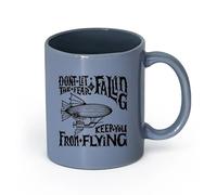 LAYEHDF Ceramics Mug, Coffee/Tea Cup Motivation Quote Air Balloon Don't Let Fear Keep You Home （11oz/320ml） Restaurant, Office Blue-Gray