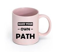 LAYEHDF Ceramics Mug, Coffee/Tea Cup Motivational Quotes Inspirational Windows Make Your Own Path （11oz/320ml） Nice Xmas Gift Pink