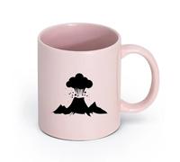 LAYEHDF Ceramics Mug, Coffee/Tea Cup Natural Volcanic Eruption Mountain Volcano Dangerous （11oz/320ml） Nice Xmas Gift Pink
