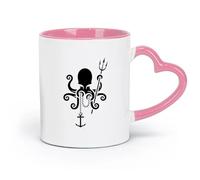 LAYEHDF Ceramics Mug, Coffee/Tea Cup Octopus Anchor Sea Style Nautical Trident （11oz/320ml） Stylish & Durable - Microwave & Dishwasher Safe Pink