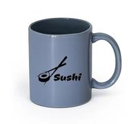 LAYEHDF Ceramics Novelty Ceramic Cup Sushi Bar Restaurant Food Japanese Cuisine （11oz/320ml） Ceramic Coffee Mug for Cappuccino Tea, Milk, Blue-Gray