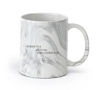 LAYEHDF Ceramics Novelty Ceramic Cup Today is A Good Day Motivation Positive Quote Words Letters （11oz/320ml） for or Work Marble Black