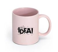 LAYEHDF Ceramics Novelty Tea or Coffee Cup Everything Begins with Idea Phrase Words （11oz/320ml） Ceramic Coffee Mugs for Home or Work Pink