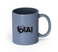 LAYEHDF Ceramics Novelty Tea or Coffee Cup Everything Begins with Idea Phrase Words （11oz/320ml） Ceramic Coffee Mugs for Home or Work Blue-Gray