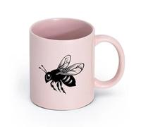 LAYEHDF Ceramics Novelty Tea or Coffee Cup Honey Bee Flying Insect Bumble Natural （11oz/320ml） Office, Home, Café, Dishwasher & Microwave Safe Pink