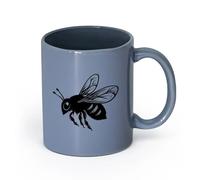 LAYEHDF Ceramics Novelty Tea or Coffee Cup Honey Bee Flying Insect Bumble Natural （11oz/320ml） Office, Home, Café, Dishwasher & Microwave Safe Blue-Gray