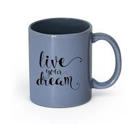 LAYEHDF Ceramics Novelty Tea or Coffee Cup Live Your Dream Inspirational Motivation （11oz/320ml） Ceramic Coffee Mugs for Home or Work Blue-Gray