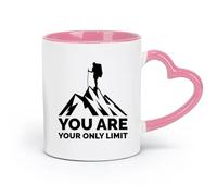 LAYEHDF Ceramics Novelty Tea or Coffee Cup Motivation Phrase Words Your Only Limit （11oz/320ml） Great for Home, Office, Cafes, Gift Ideas Pink