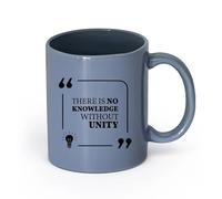 LAYEHDF Ceramics Novelty Tea or Coffee Cup Phrase Quote Knowledge Working Teamwork （11oz/320ml） Great for Home, Office, Cafes, Gift Ideas Blue-Gray