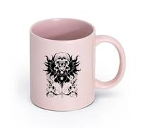LAYEHDF Ceramics Novelty Tea or Coffee Cup Skull Eye Emblem Bowl Secret Society （11oz/320ml） Dishwasher Microwave Safe,for Office and Home Pink
