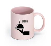 LAYEHDF Ceramics Novelty Tea or Coffee Cup Tasty Food Restaurant Kitchen bar menu （11oz/320ml） Ceramic Coffee Mug for Cappuccino Tea, Milk, Pink