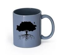 LAYEHDF Ceramics Novelty Tea or Coffee Cup Tree Roots Branches Birds Floral （11oz/320ml） Humorous Gift for Coffee Lovers, Work Besties, Coworkers & Friends Blue-Gray