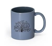 LAYEHDF Ceramics Novelty Tea or Coffee Cup Tree with Curved Branches Forest Natural （11oz/320ml） fine China (Ceramic) Blue-Gray