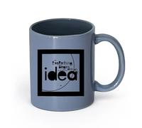 LAYEHDF Ceramics Personalised Mugs Inspirational Phrase Everything Begins with Idea （11oz/320ml） and Mulled Drinks, Espresso Blue-Gray