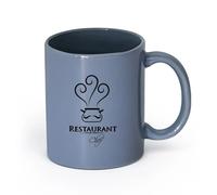 LAYEHDF Ceramics Personalised Mugs Restaurant Chef Kitchen Tasty Food bar menu （11oz/320ml） Great for Home, Office, Cafes, Gift Ideas Blue-Gray