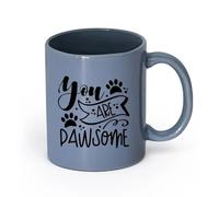 LAYEHDF Ceramics Porcelain Coffee Mugs Amazing Quotes You are Pawsome Sweet Paw （11oz/320ml） Great for Home, Office, Cafes, Gift Ideas Blue-Gray