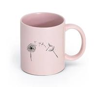 LAYEHDF Ceramics Porcelain Coffee Mugs Dandelion Herb Flying Parachutes Spring （11oz/320ml） Great for Home, Office, Cafes, Gift Ideas Pink