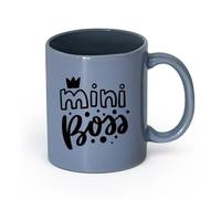 LAYEHDF Ceramics Porcelain Coffee Mugs Words Mini Boss Kids Nursery Room （11oz/320ml） Coffee, Tea, Latte, Milk, Cocoa, Juice and Other Hot Drinks Blue-Gray
