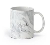 LAYEHDF Ceramics Porcelain Cup Think Big Inspirational Words Inspire Quote Phrase Office （11oz/320ml） and Microwave-Safe Marble Black