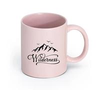 LAYEHDF Ceramics Porcelain Cup Wilderness Adventure Wild Natural Mountains Birds （11oz/320ml） Dishwasher Microwave Safe,for Office and Home Pink