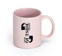 LAYEHDF Ceramics Porcelain Cups Motivation Phrase Think Outside The Box Slogan （11oz/320ml） Great for Home, Office, Cafes, Gift Ideas Pink