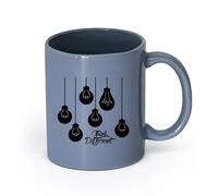 LAYEHDF Ceramics Porcelain Cups Think Different Light Bulb Inspirational Quote Office Business （11oz/320ml） for Home or Work Blue-Gray