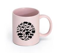 LAYEHDF Ceramics Porcelain Latte Tea Cup Animal Planet Silhouette Wild Natural （11oz/320ml） Cappuccino, Latte Macchiato, Tea, Espresso Pink