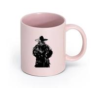 LAYEHDF Ceramics Porcelain Latte Tea Cup Bandit Cowboy Skull Hat Skeleton Gun （11oz/320ml） Cappuccino, Latte Macchiato, Tea, Espresso Pink