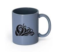 LAYEHDF Ceramics Porcelain Latte Tea Cup Tentacles Octopus Kraken Ocean Monster （11oz/320ml） Office, Home, Café, Dishwasher & Microwave Safe Blue-Gray