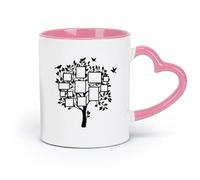 LAYEHDF Ceramics Stoneware Coffee Mugs with Handle Frame Photos Family Tree ation （11oz/320ml） Great for Home, Office, Cafes, Gift Ideas Pink
