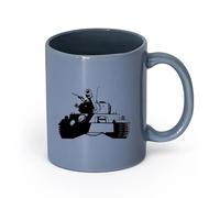 LAYEHDF Ceramics Stoneware Coffee Mugs with Handle Garage Boys Military Tank War （11oz/320ml） Great for Home, Office, Cafes, Gift Ideas Blue-Gray