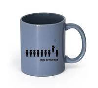 LAYEHDF Ceramics Stoneware Cups for Coffee, Tea, Think Different Office Space （11oz/320ml） Great for Home, Office, Cafes, Gift Ideas Blue-Gray