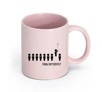 LAYEHDF Ceramics Stoneware Cups for Coffee, Tea, Think Different Office Space （11oz/320ml） Great for Home, Office, Cafes, Gift Ideas Pink