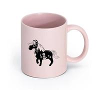 LAYEHDF Ceramics Stylish Coffee Mug Day of The Dead Horse Drawing Carnival Skull （11oz/320ml） Ceramic Coffee Mug for Cappuccino Tea, Milk, Pink