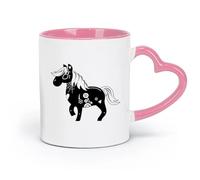 LAYEHDF Ceramics Stylish Coffee Mug Day of The Dead Horse Drawing Carnival Skull （11oz/320ml） Ceramic Coffee Mug for Cappuccino Tea, Milk, Pink