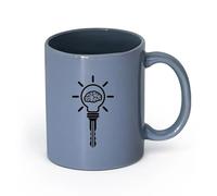 LAYEHDF Ceramics Stylish Coffee Mug idea Brain Lightbulb Key Brainstorm Office Room （11oz/320ml） Dishwasher and Microwave Safe Blue-Gray