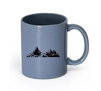 LAYEHDF Ceramics Stylish Coffee Mug Mountains Peaks Natural Landscape Adventure （11oz/320ml） Great for Home, Office, Cafes, Gift Ideas Blue-Gray