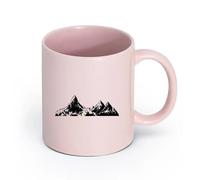 LAYEHDF Ceramics Stylish Coffee Mug Mountains Peaks Natural Landscape Adventure （11oz/320ml） Great for Home, Office, Cafes, Gift Ideas Pink