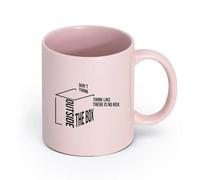 LAYEHDF Ceramics Stylish Coffee Mug Think Outside The Box Motivation Quote Office idea （11oz/320ml） fine China (Ceramic) Pink