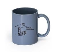 LAYEHDF Ceramics Stylish Coffee Mug Think Outside The Box Motivation Quote Office idea （11oz/320ml） fine China (Ceramic) Blue-Gray
