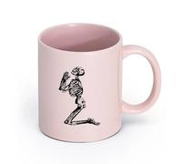 LAYEHDF Ceramics Stylish Tea and Coffee Cups Day of The Dead Skulls Hand Skull Pray （11oz/320ml） Gift for Men or Women Pink