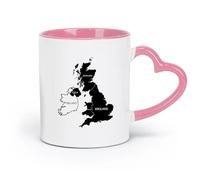 LAYEHDF Ceramics Stylish Tea and Coffee Cups Great Britain United Kingdom UK Map （11oz/320ml） Stylish & Durable - Microwave & Dishwasher Safe Pink