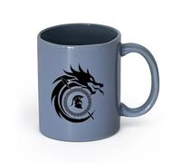 LAYEHDF Ceramics Tea and Coffee Cups Dragon Greek Shield Warrior's Helmet Spear （11oz/320ml） Cappuccino, Latte Macchiato, Tea, Espresso Blue-Gray