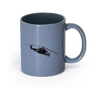 LAYEHDF Ceramics Tea and Coffee Cups Military Helicopter Apache Army War Soldier （11oz/320ml） Cappuccino, Latte Macchiato, Tea, Espresso Blue-Gray