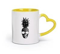 LAYEHDF Ceramics Tea and Coffee Cups Pineapple Exotic Fruit Skull Food Sunglasses （11oz/320ml） Stylish & Durable - Microwave & Dishwasher Safe Yellow