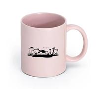 LAYEHDF Ceramics Tea and Coffee Cups Scuba Diver Coral Reef Underwater Sea Fish （11oz/320ml） Cappuccino, Latte Macchiato, Tea, Espresso Pink