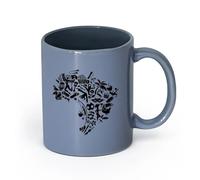 LAYEHDF Ceramics Tea and Coffee Cups South America Brazil Map Culture Soccer Carnival （11oz/320ml） Unique Office Gift for Women & Men Blue-Gray