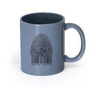 LAYEHDF Ceramics Tea and Coffee Cups Stylized Bar Code Fingerprint Personal Identity （11oz/320ml） and Mulled Drinks, Espresso Blue-Gray